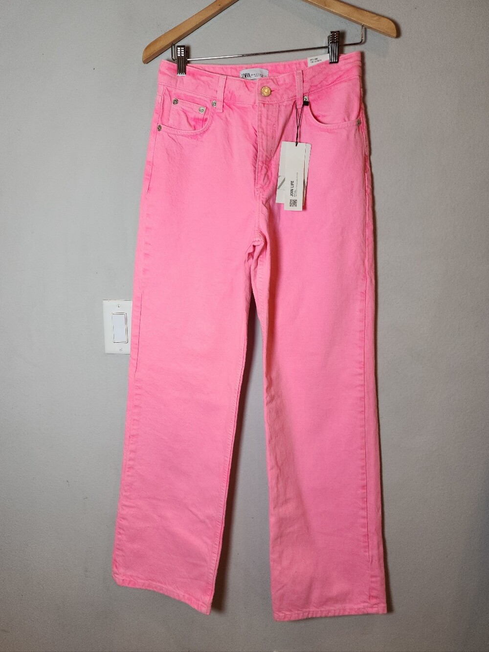 NWT Zara Hot Pink Wideleg Bougie Jeans Women's Size 2 Hi-Rise (33" Inseam)